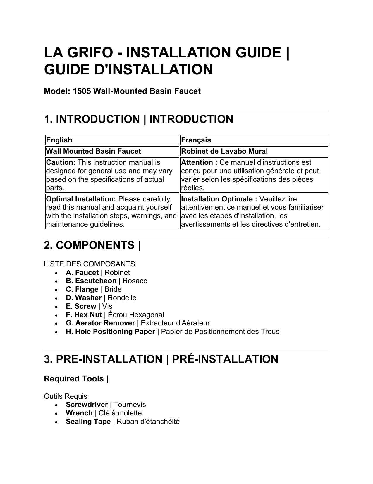 Components & Assembly diagram